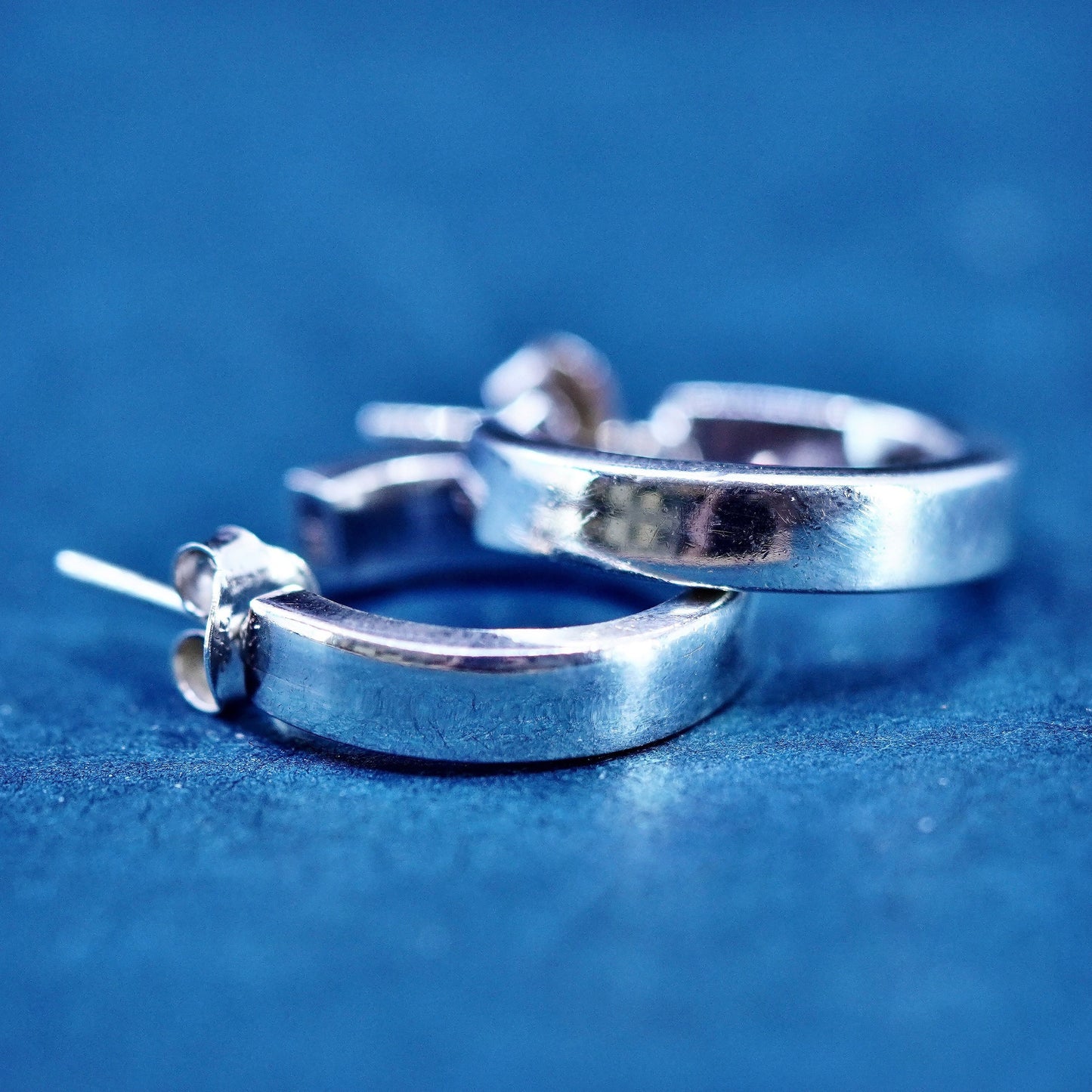 0.75”, vintage Sterling silver handmade earrings, 925 huggie studs