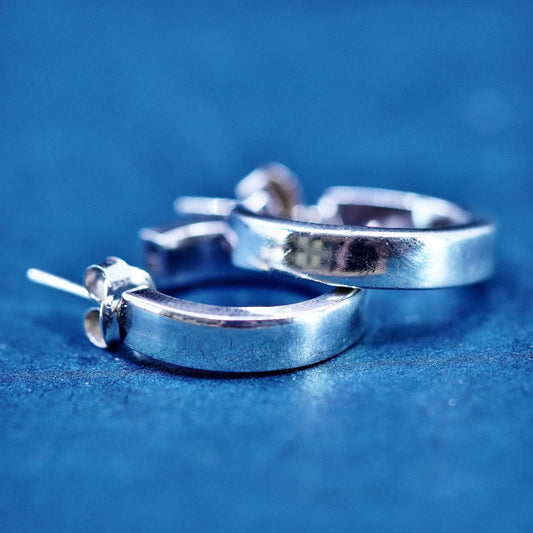 0.75”, vintage Sterling silver handmade earrings, 925 huggie studs