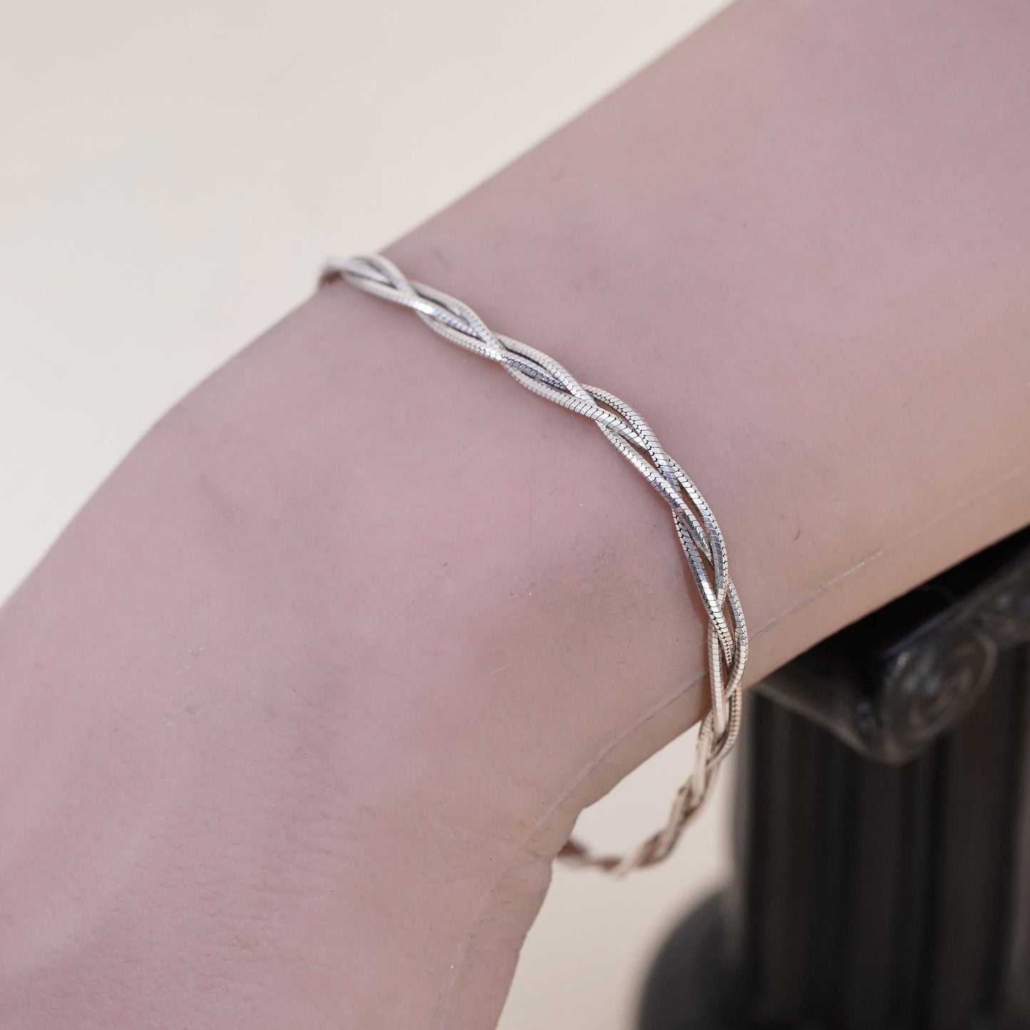 7”, Dyadema Italian multi strands sterling silver bracelet, 925 woven snake