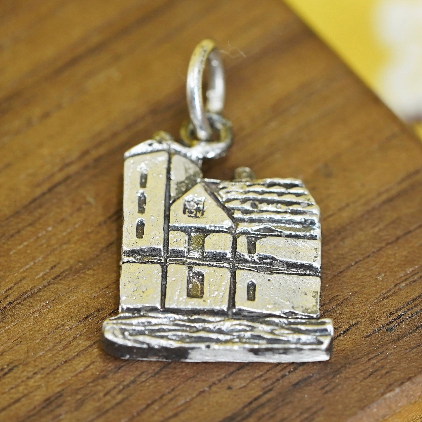 Vintage Sterling 925 silver handmade house pendant charm