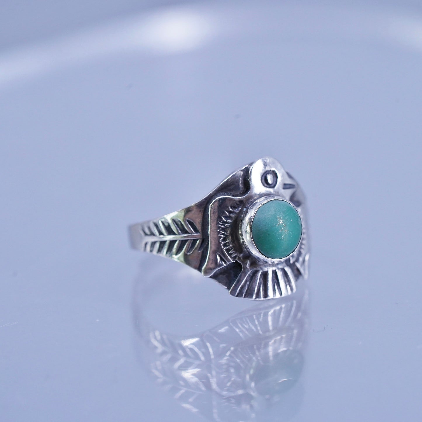 Size 5.5, Native American navajo Sterling 925 silver Thunderbird ring turquoise