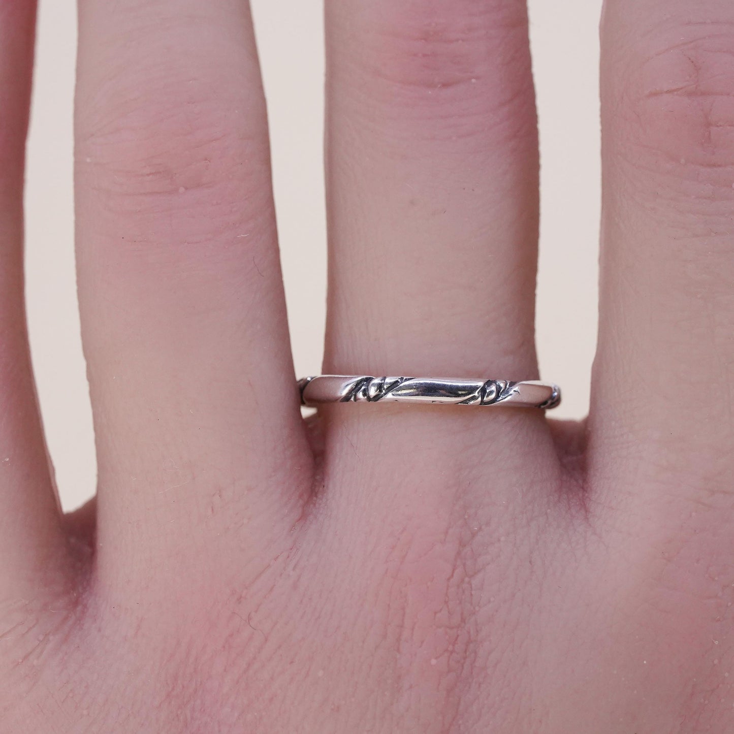 Size 10, vintage Shube Sterling silver handmade ring, stackable 925 cable band