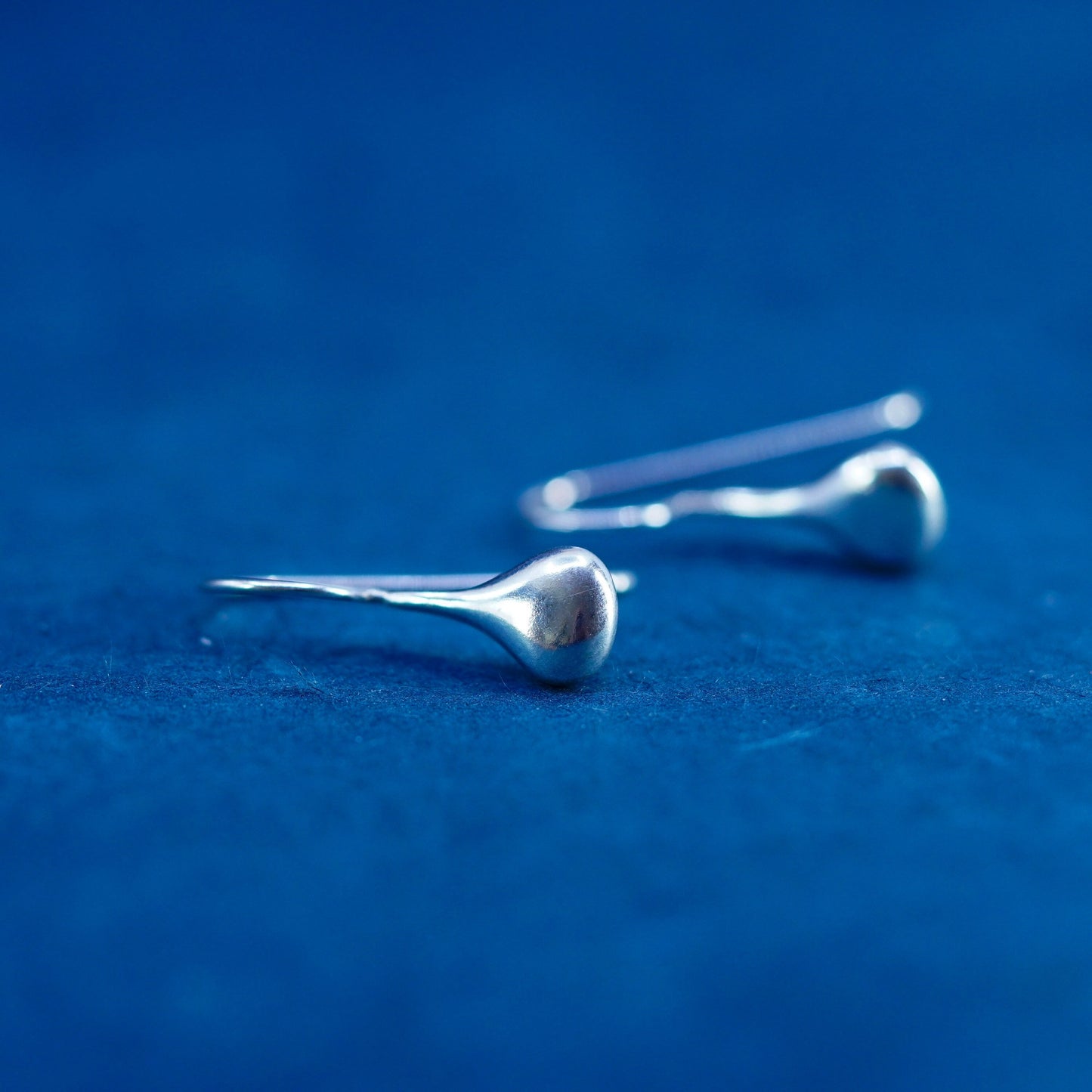 Vintage sterling silver handmade earrings, 925 silver teardrop drops