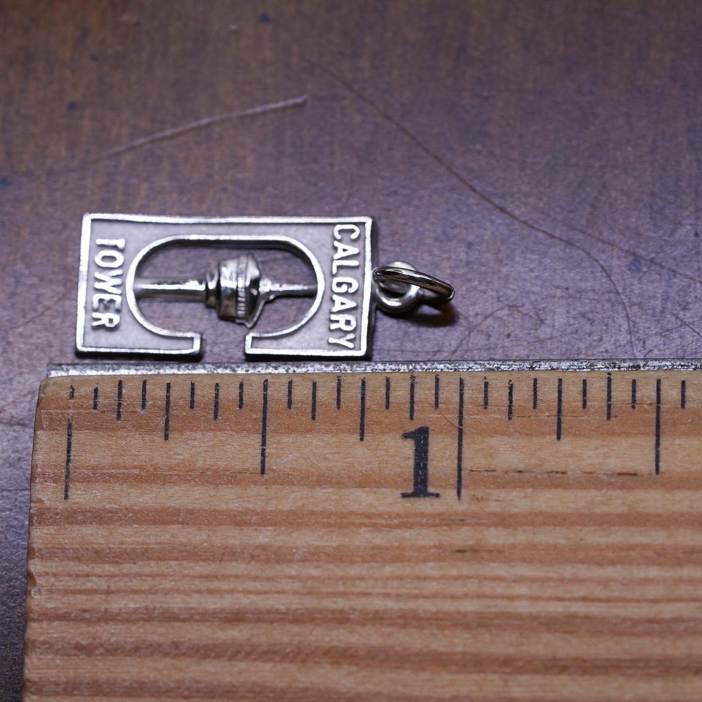 Vintage world traveler Sterling silver handmade pendant, 925 Calgary Tower