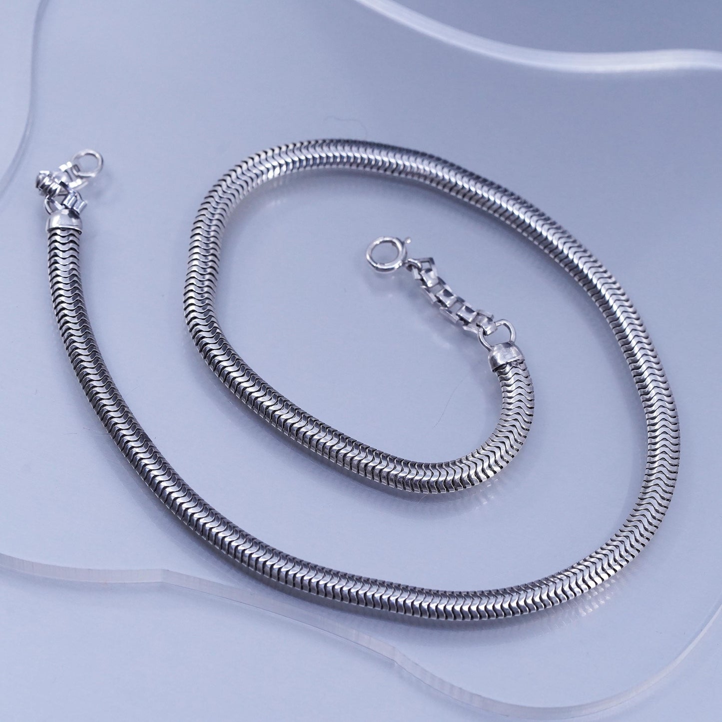 16” 5mm, Vintage Forstner Thick Sterling 925 Silver Snake Choker Necklace