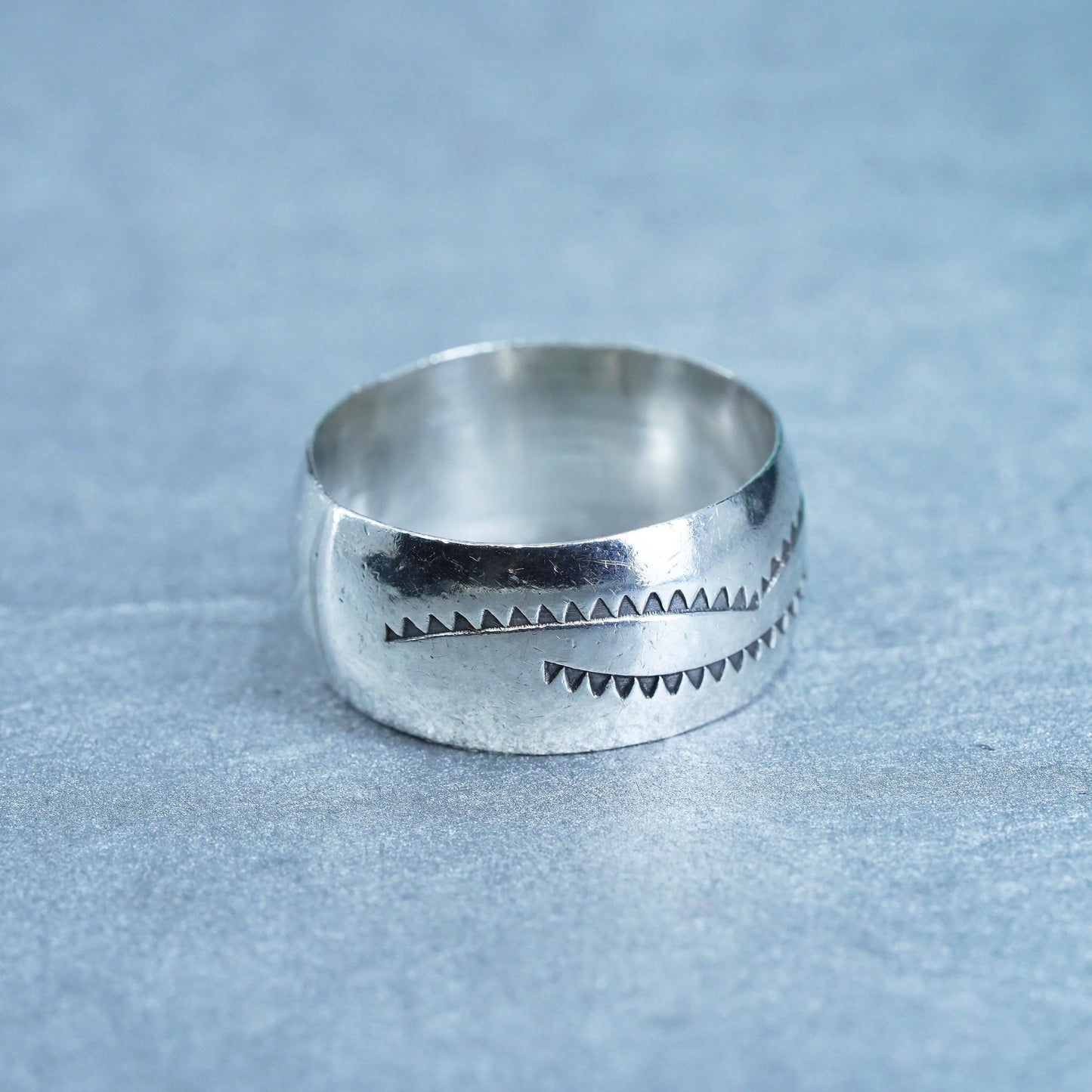 Size 11, Native American southwestern Sterling 925 silver ring, wide band