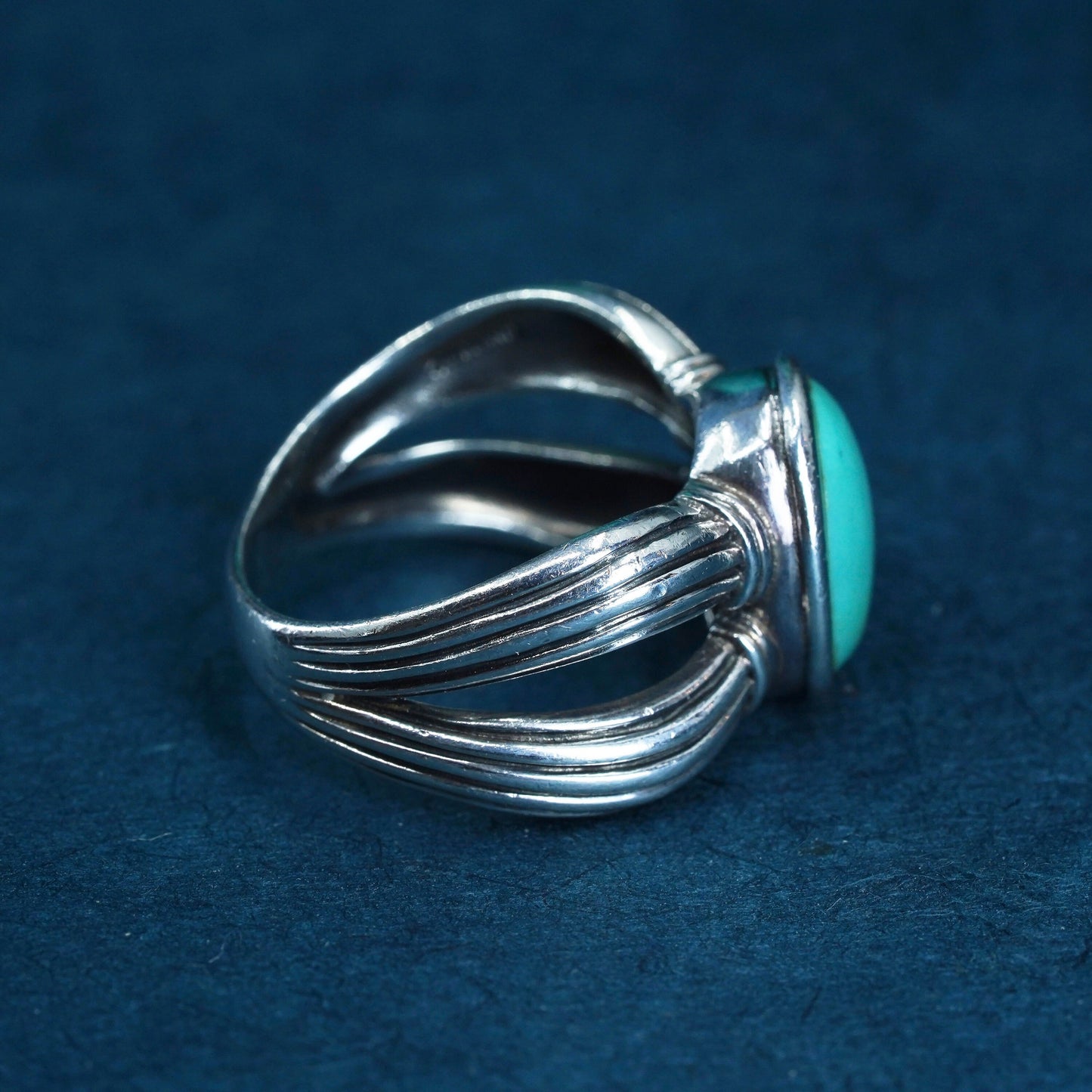 Size 7.5, vintage southwestern Sterling silver handmade ring with turquoise