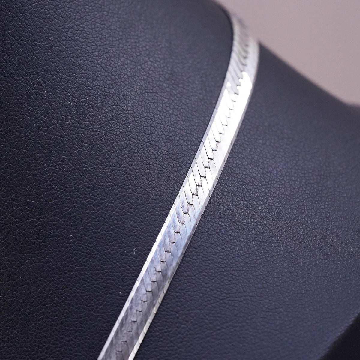 18" 5mm, vintage Sterling silver handmade necklace, 925 herringbone chain