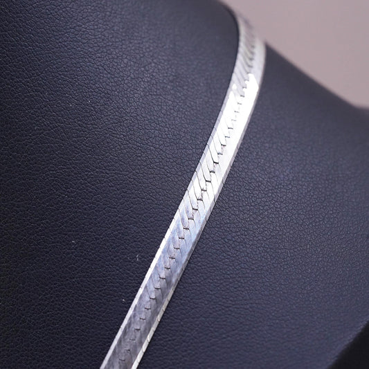 18" 5mm, vintage Sterling silver handmade necklace, 925 herringbone chain