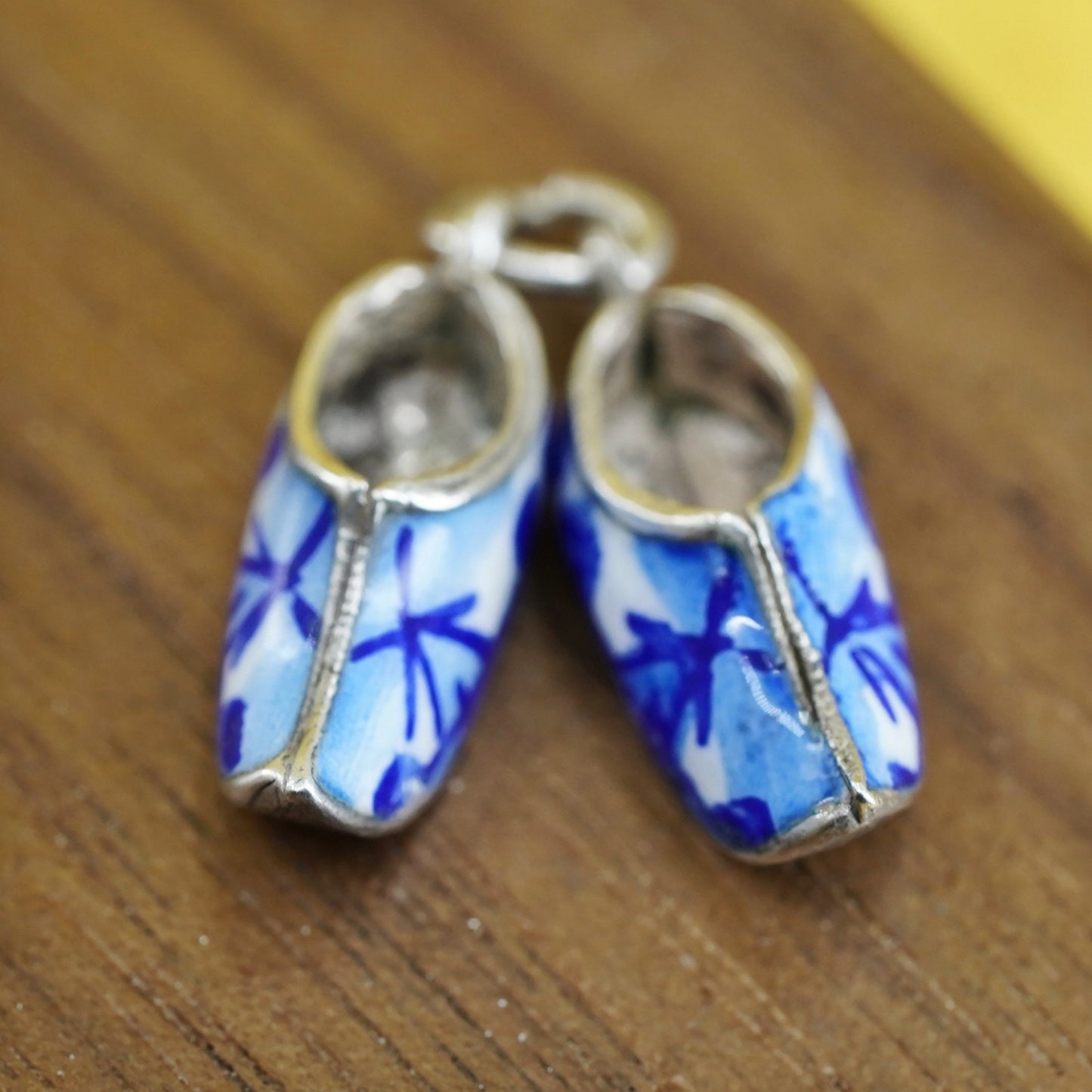 Vintage Sterling silver handmade pendant, 925 Holland wooden shoes charms