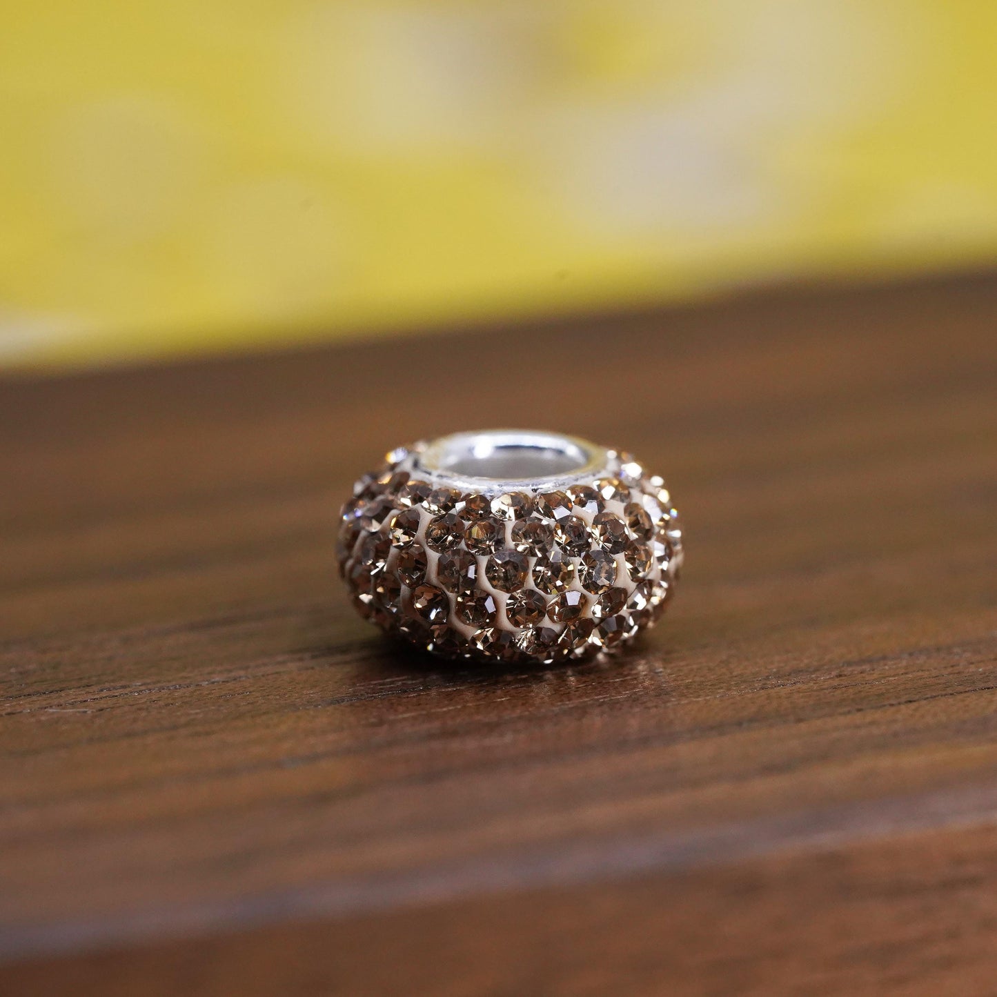 Vintage Sterling 925 silver handmade pendant bead charm with cluster cz