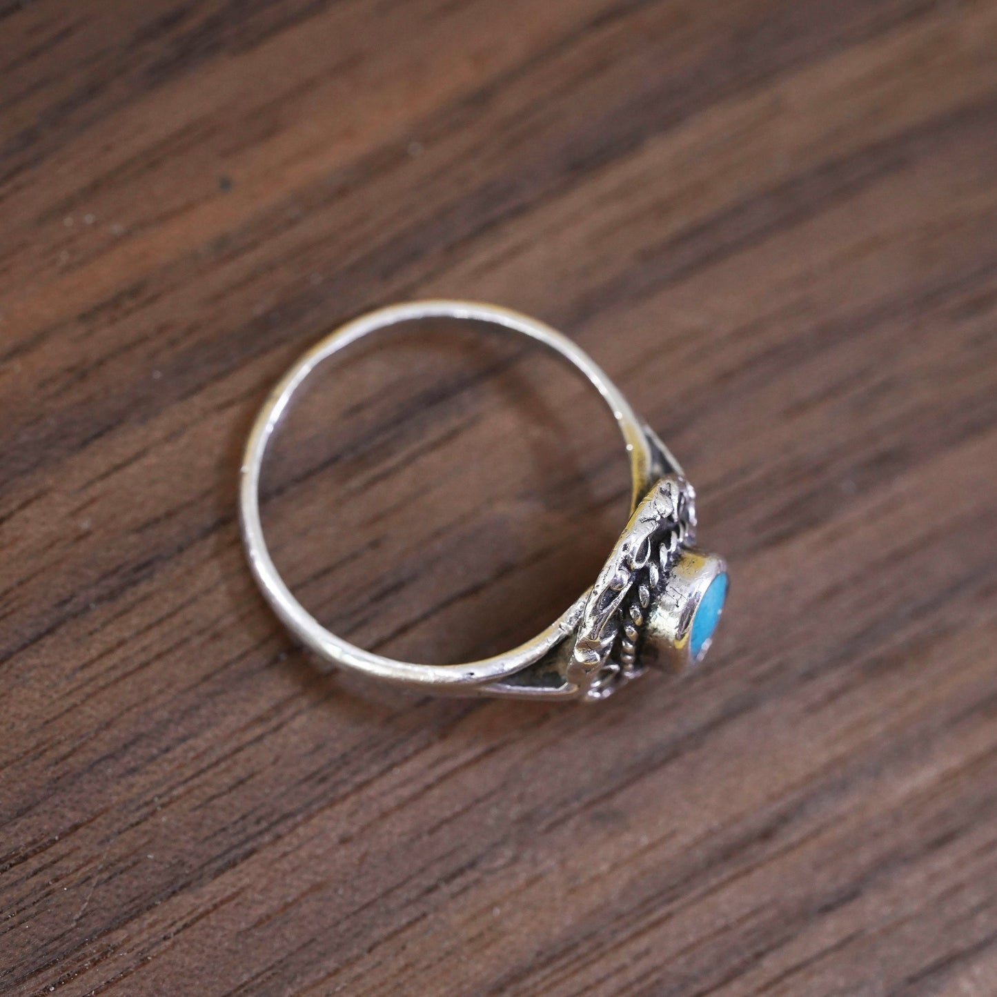 Size 6.5, Sterling 925 silver handmade ring w/ turquoise, southwestern jewelry