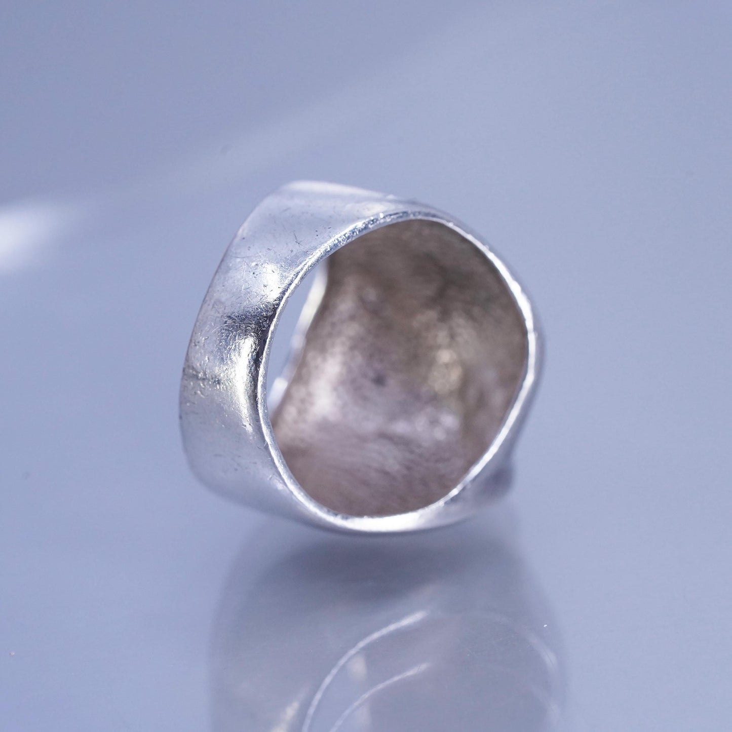 Size 6, vintage Sterling 925 silver handmade ring, modern ribbed band