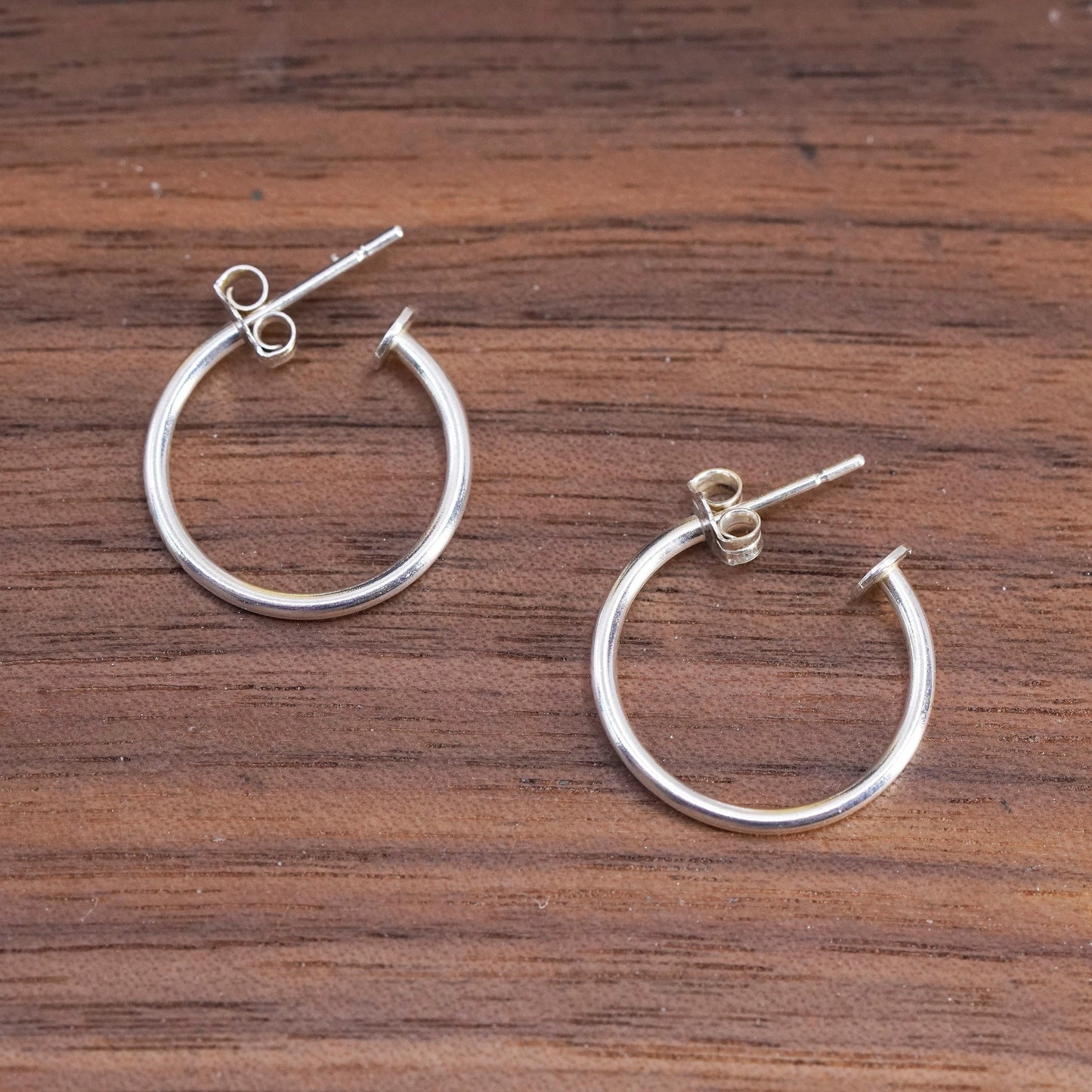 0.75”, Vintage Sterling silver handmade earrings, maxico 925 hoops