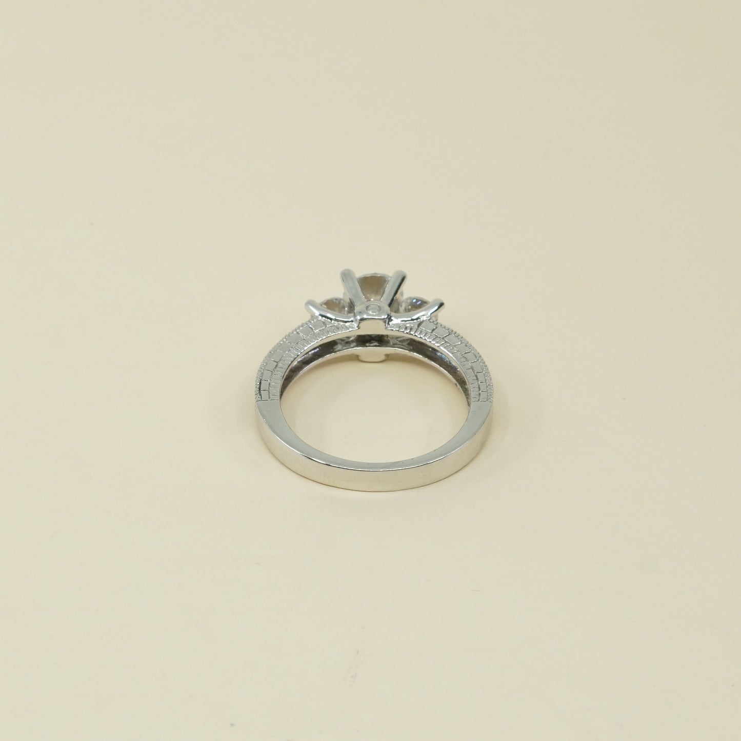 sz 8.25, vtg handmade sterling silver round crystal ring, engagement 925 ring