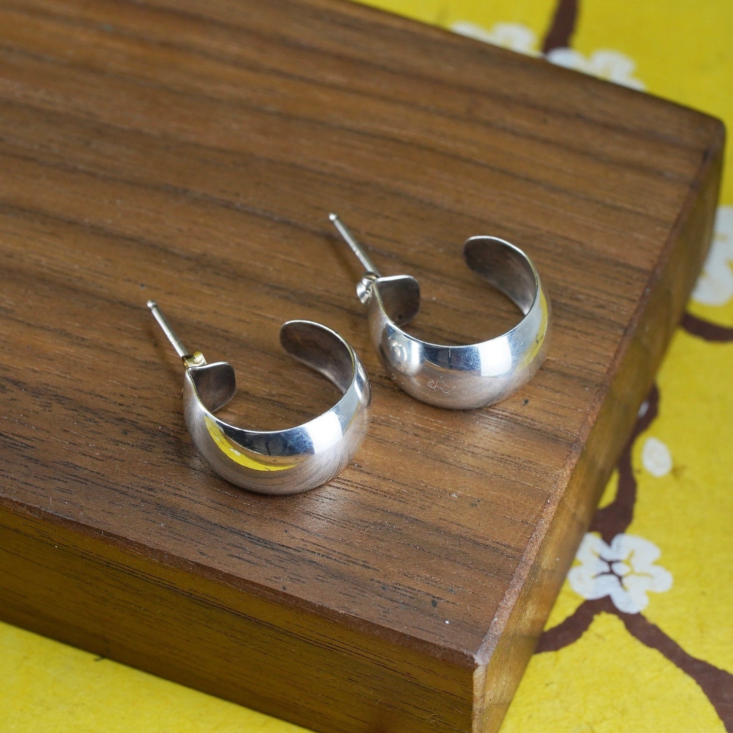 0.5”, southwestern Sterling silver handmade earrings, 925 modern hoops, huggie