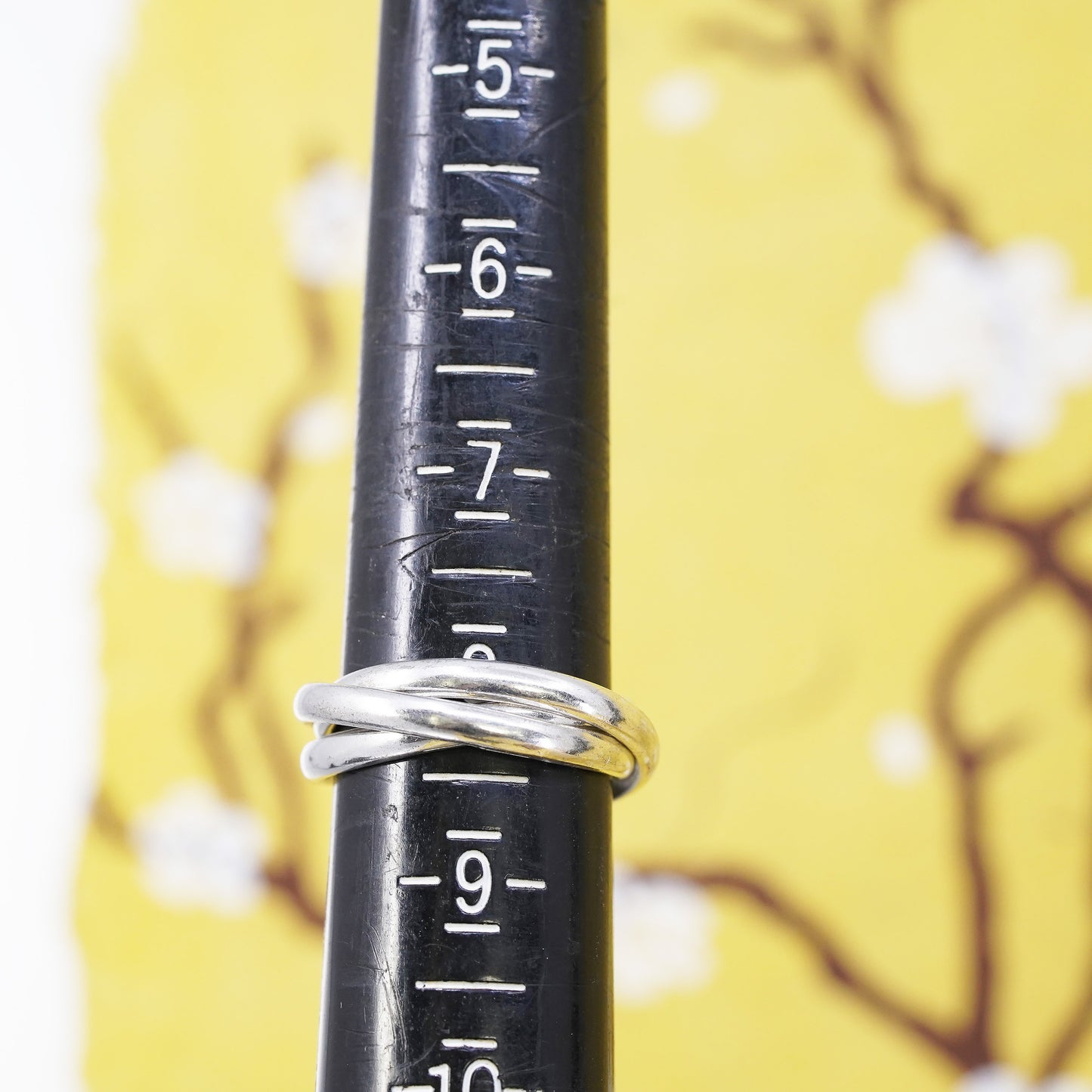 size 8, vintage Sterling silver handmade ring, 925 entwined band