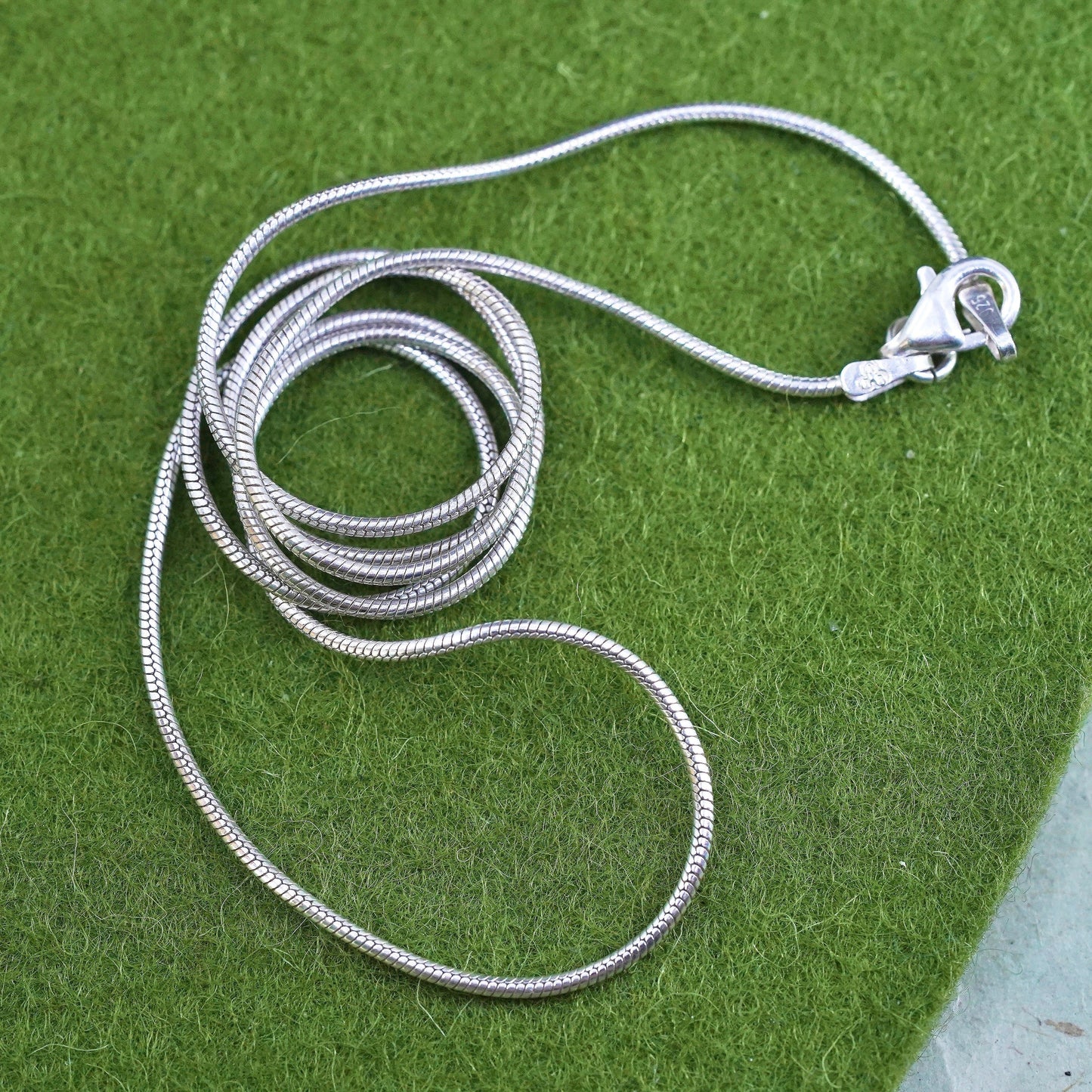 20”, 1mm, Vintage sterling silver snake chain, Italy 925 necklace