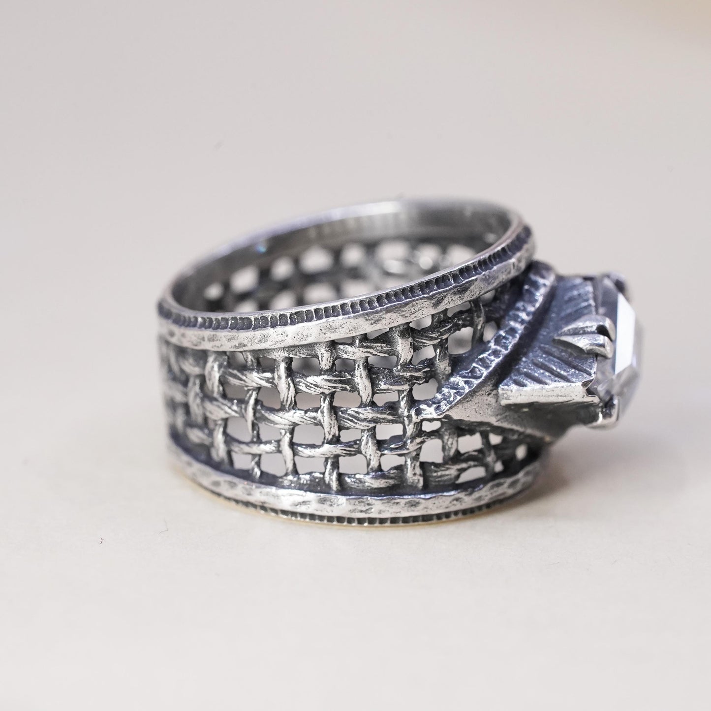 Size 7.5, Silpada 925 Sterling Silver Cubic Zirconia Filigree Ring CZ R1737