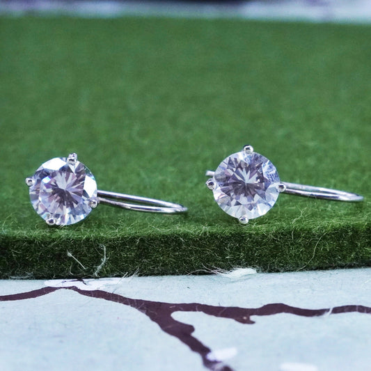 Vintage sterling silver 925 earrings with round CZ