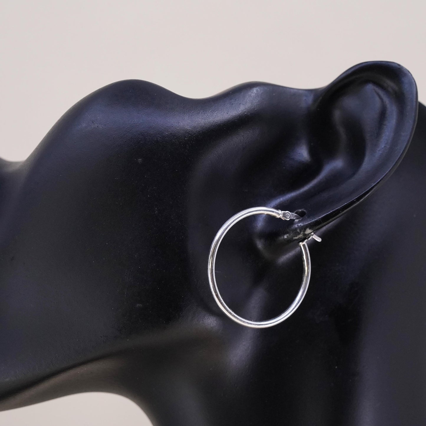 1", Vintage sterling silver loop single earring, minimalist primitive hoop