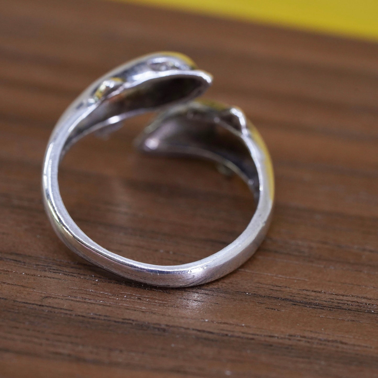 Size adjustable, Sterling silver handmade ring, 925 wrap lover dolphin band