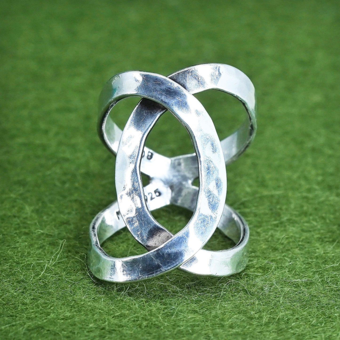 Size 6, Mexican sterling silver handmade entwined ring, 925 band, minimalist
