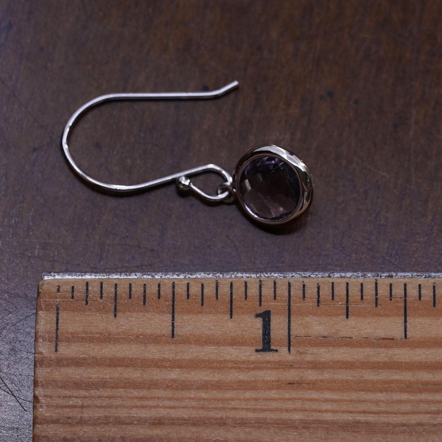 Vintage sterling silver single earring, 925 silver dangle with clear CZ