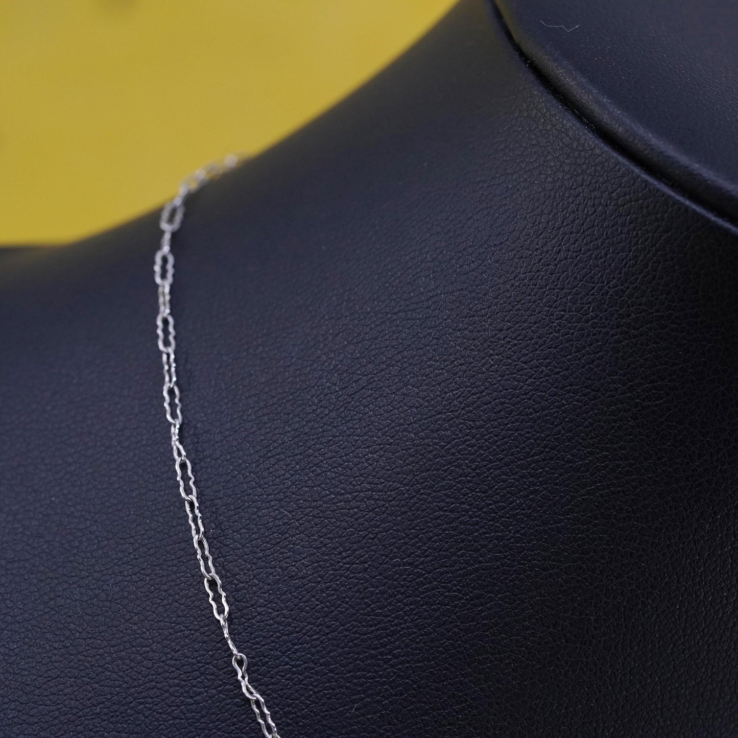 15" 1.6mm, vintage sterling silver elongated chain, Italy 925 silver necklace