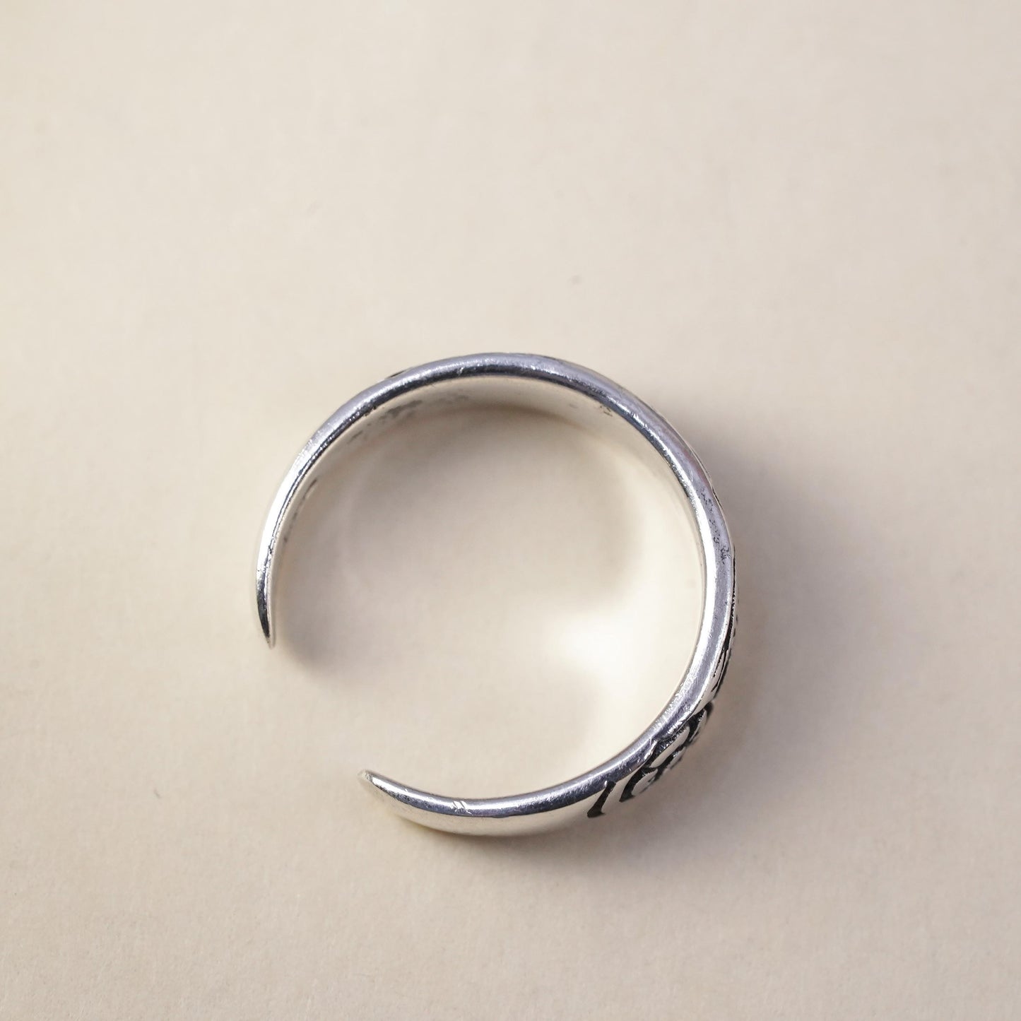 Size 2.75, vintage Sterling silver handmade ring, 925 filigree band with flower