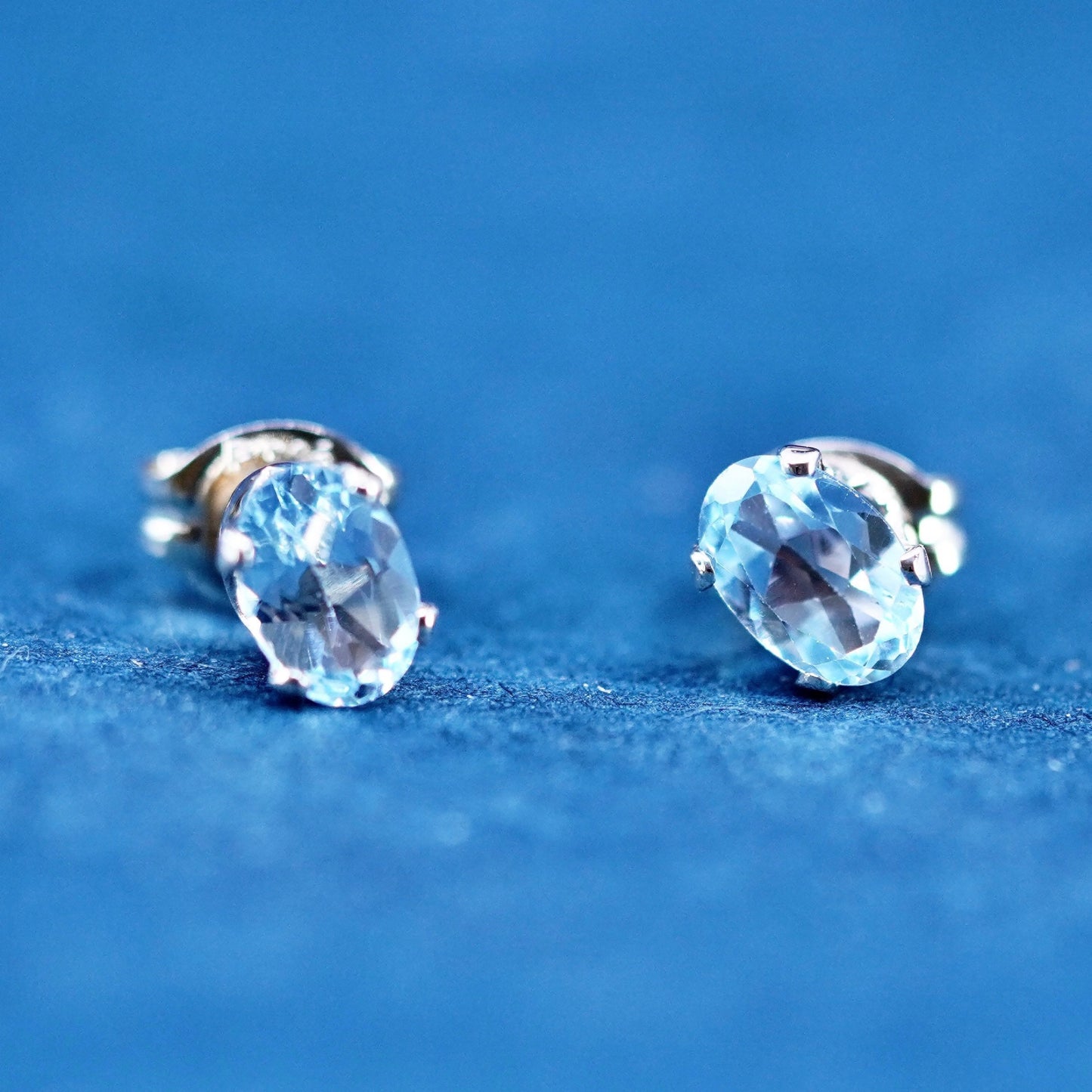 vermeil gold over Sterling silver handmade earrings, 925 studs with topaz