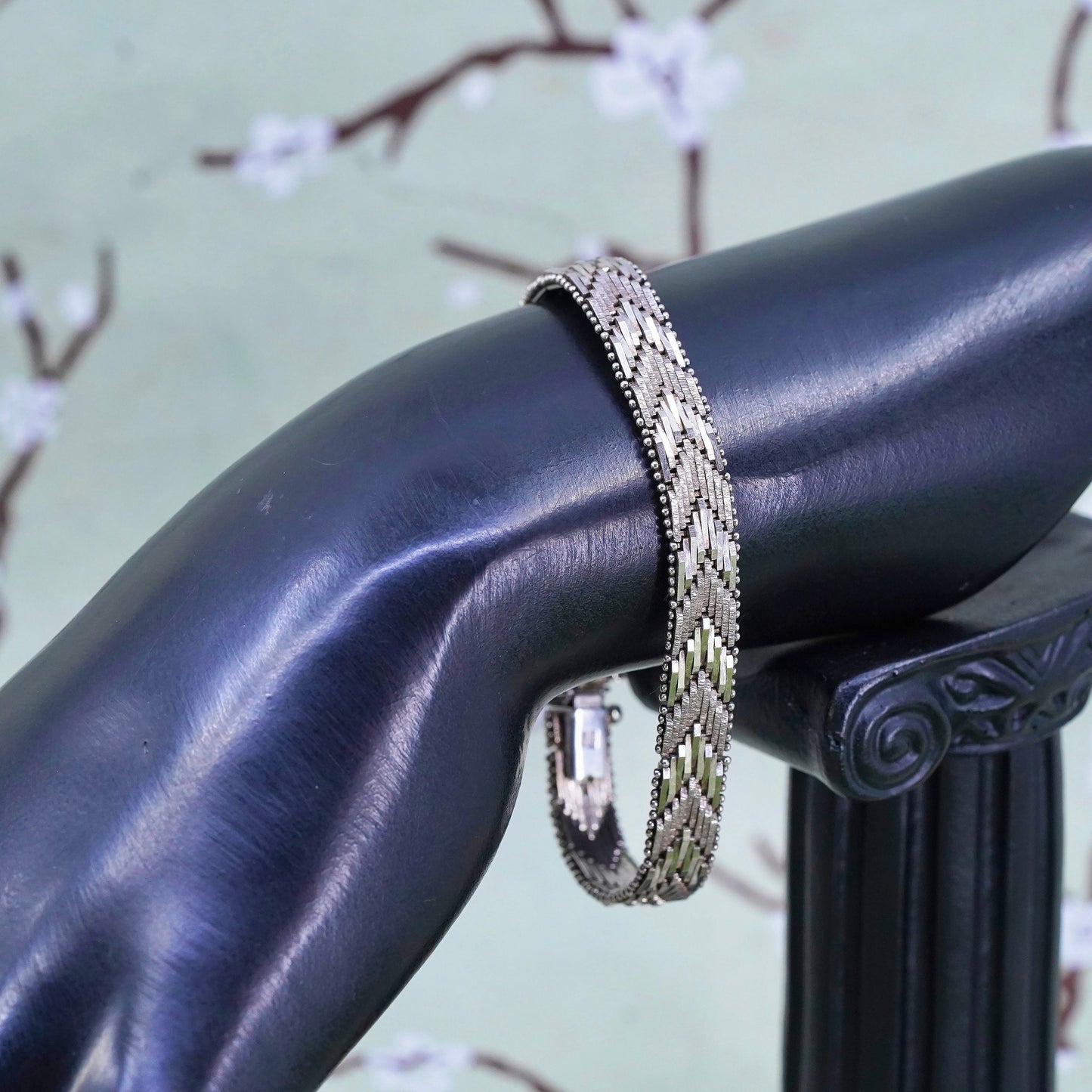 6.75", 8mm, Vintage sterling silver handmade bracelet, 925 silver Riccio chain
