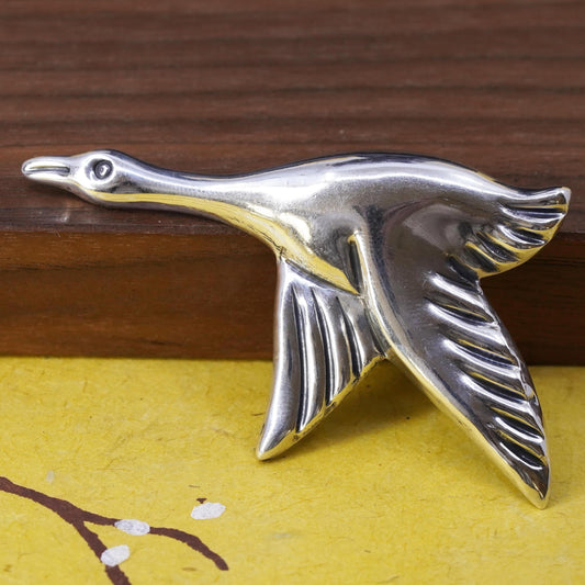 Vintage southwestern Mexican handmade sterling 925 silver bird Geese brooch pin