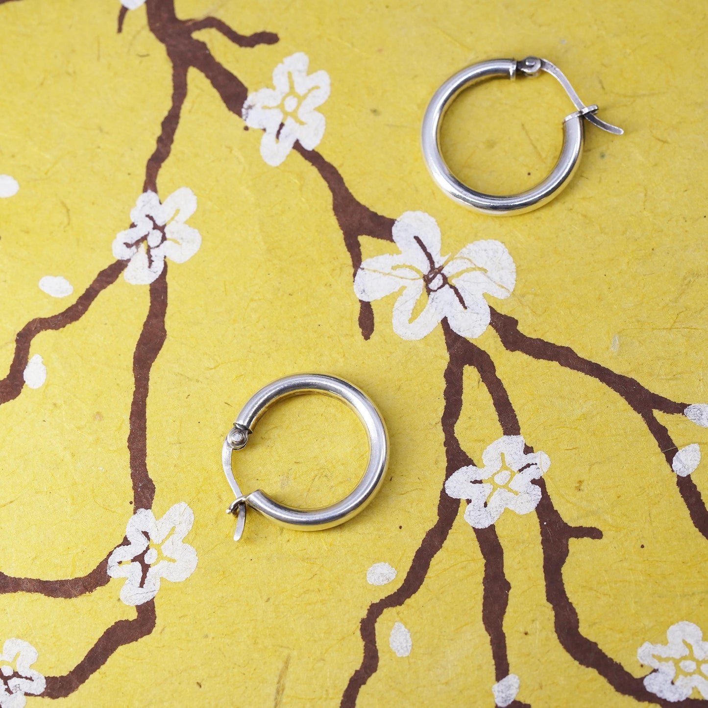 0.75”, Vintage Sterling silver handmade earrings, 925 hoops