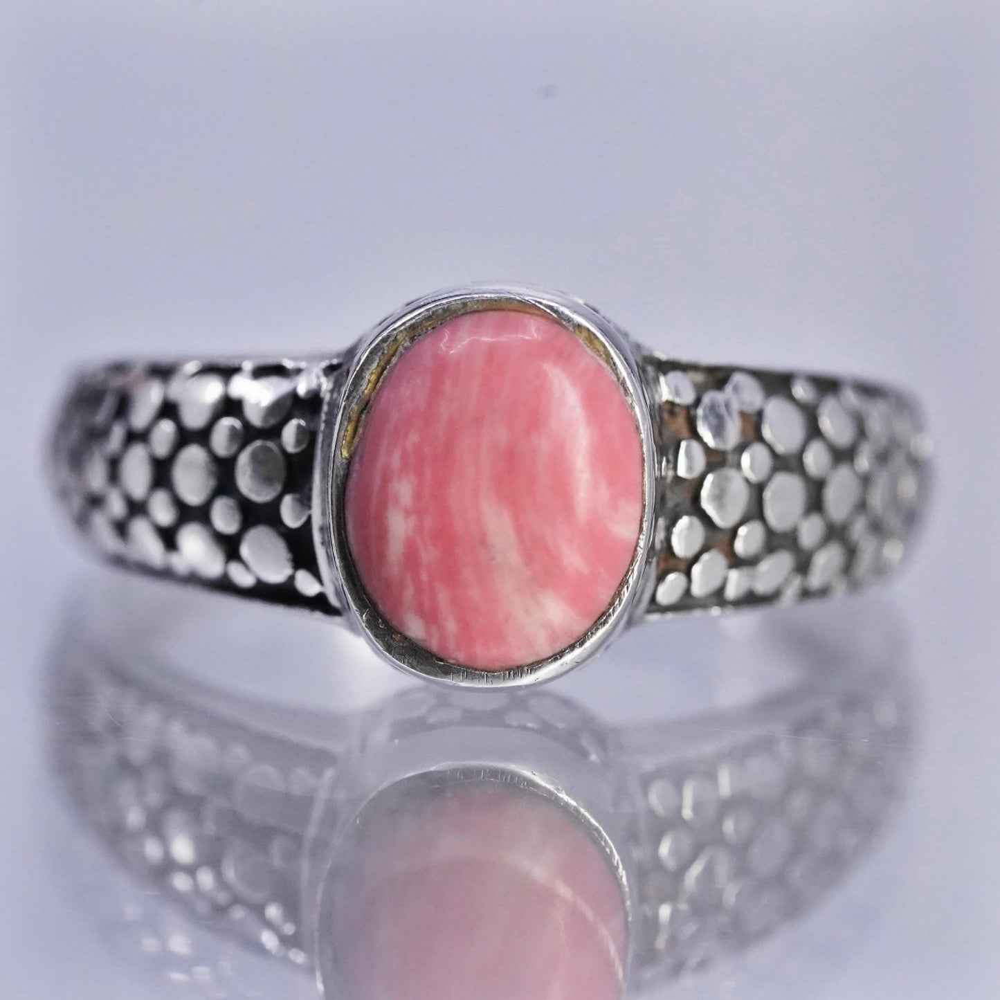 Size 8, vintage southwestern Sterling 925 silver handmade ring oval red jasper