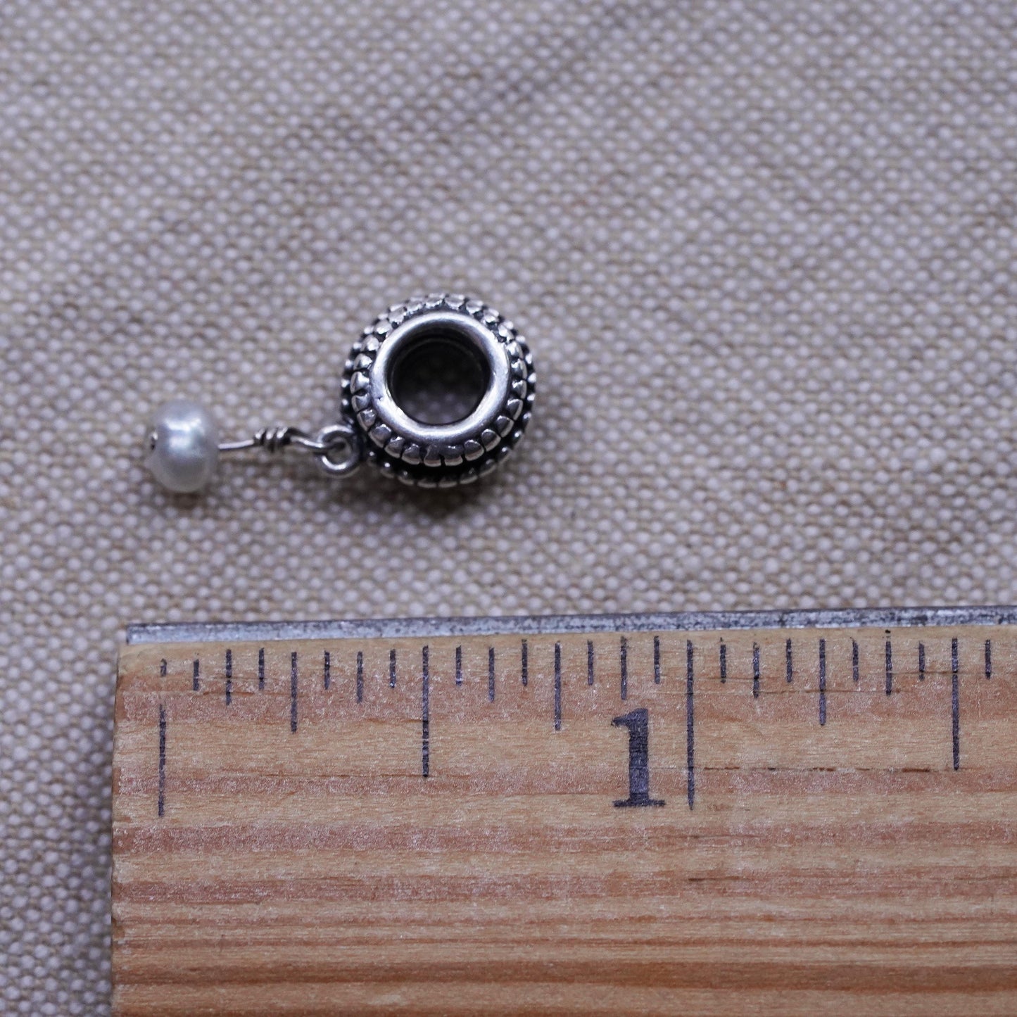 Vintage Sterling 925 silver handmade charm with pearl bead