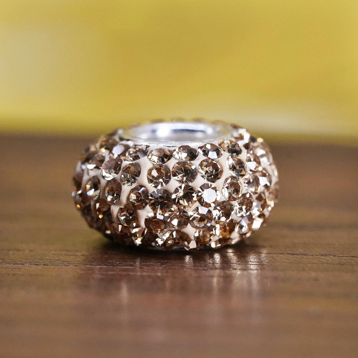 Vintage Sterling 925 silver handmade pendant bead charm with cluster cz