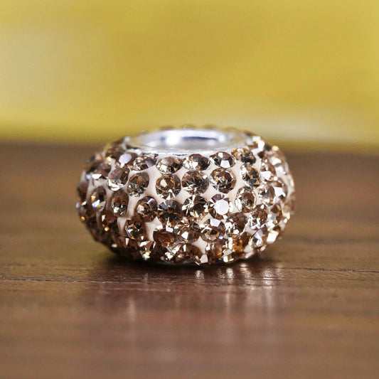 Vintage Sterling 925 silver handmade pendant bead charm with cluster cz