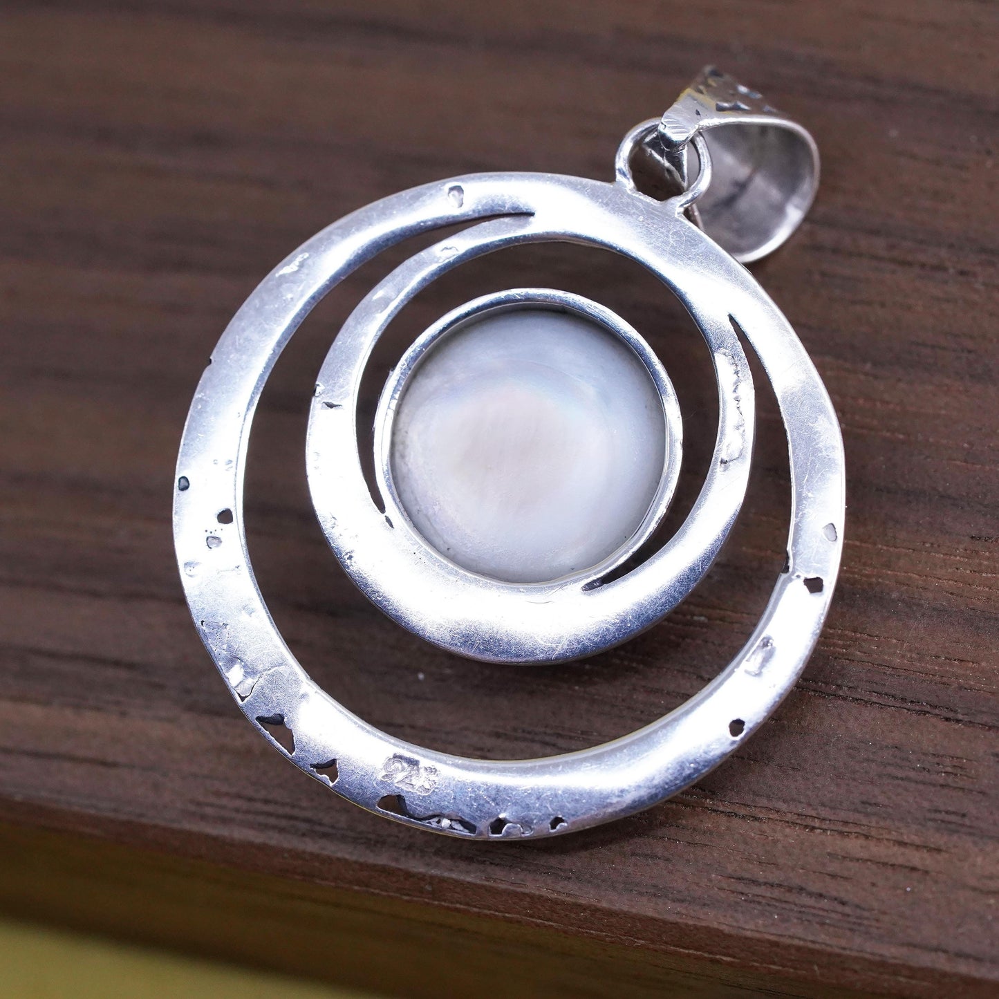 Vintage Sterling silver handmade pendant, 925 silver with pearl and beads