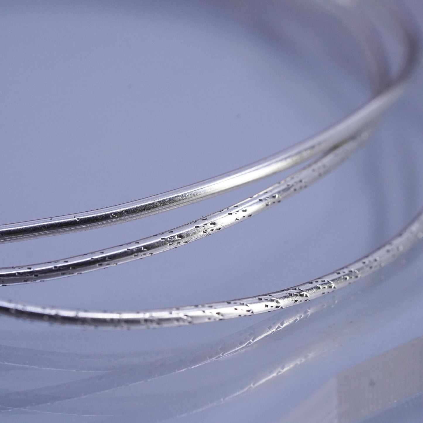 7.75”, VTG Sterling 925 silver bracelet, multi strands entwined slide on bangle