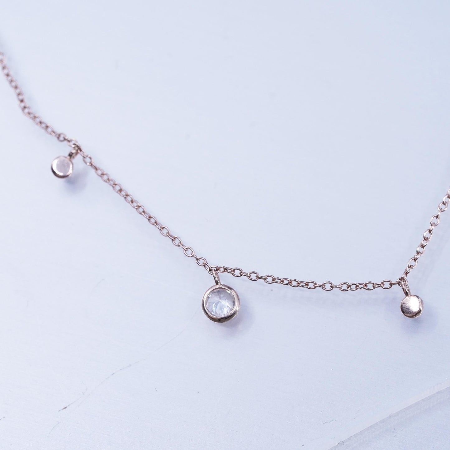 16+2”, vermeil rose gold over Sterling 925 silver necklace cz circle pendant
