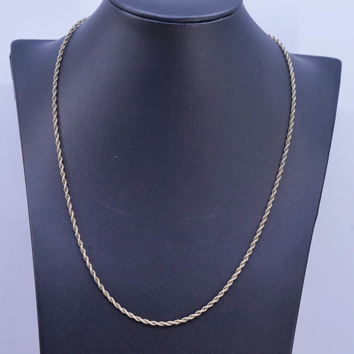 20" Canada Sterling silver necklace, Vermeil gold tone 925 silver rope chain