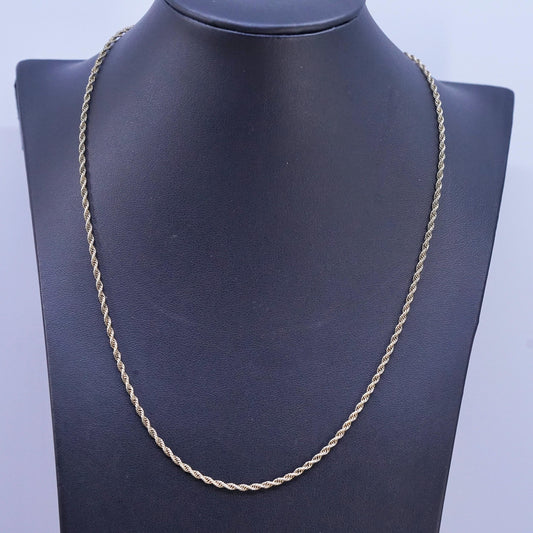20" Canada Sterling silver necklace, Vermeil gold tone 925 silver rope chain