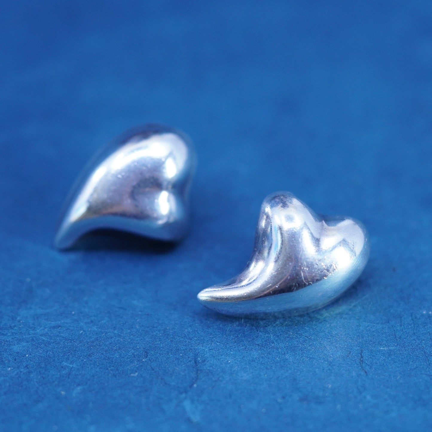 Vintage Mexican Sterling silver handmade earrings, 925 heart studs
