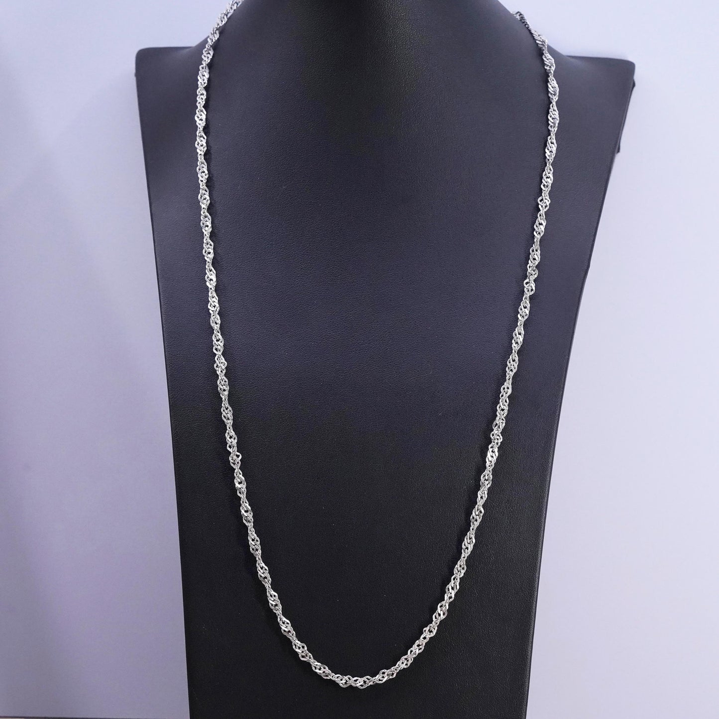 25", vintage Italian Sterling silver handmade necklace, 925 twisted curb chain