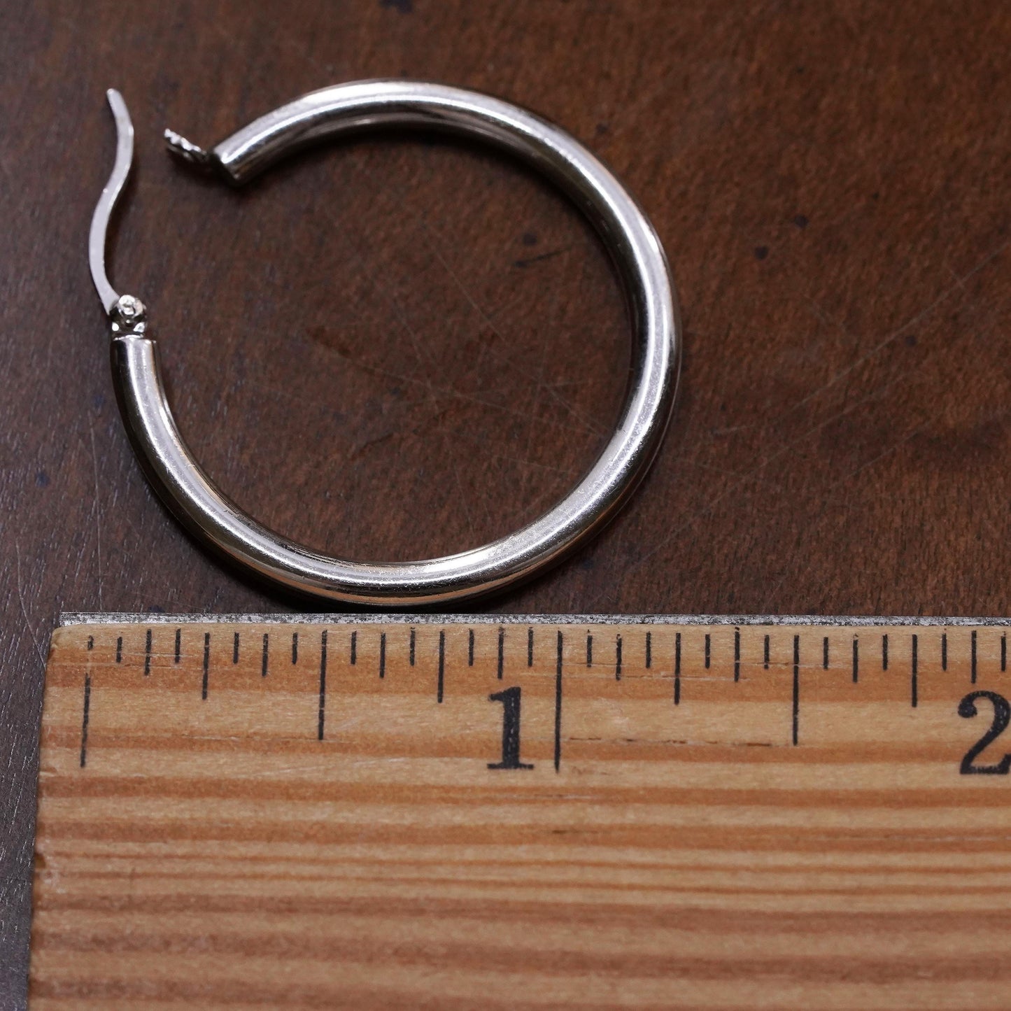 1.25", Vintage sterling silver loop single earring, bold minimalist hoop