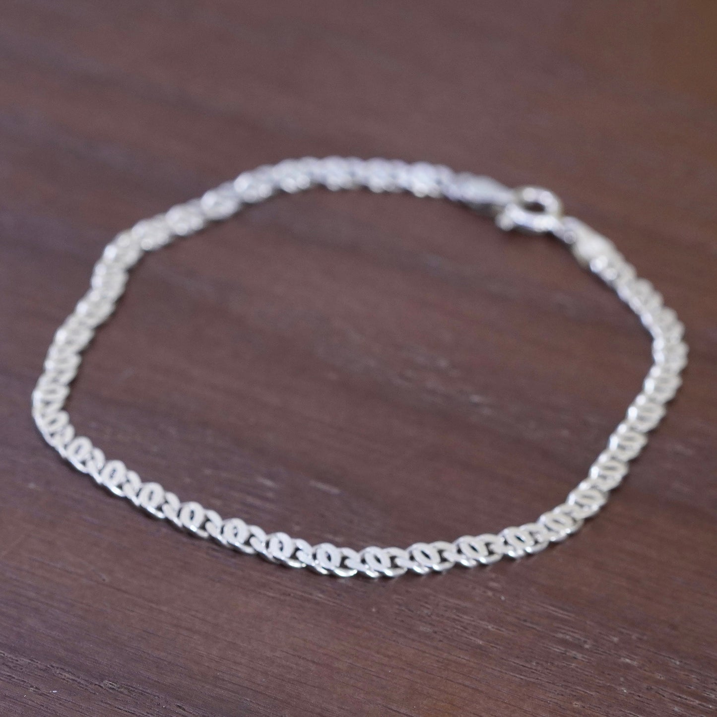 7.5” 4mm, Vintage sterling silver link bracelet, 925 anchor chain bracelet