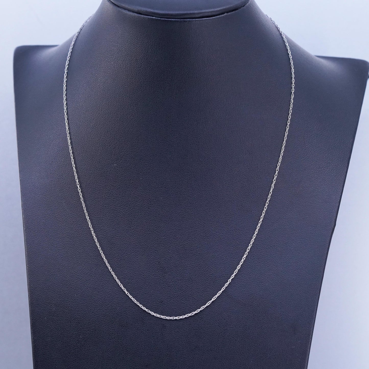 18” 1mm, vintage Italy Sterling 925 silver Singapore rope chain necklace