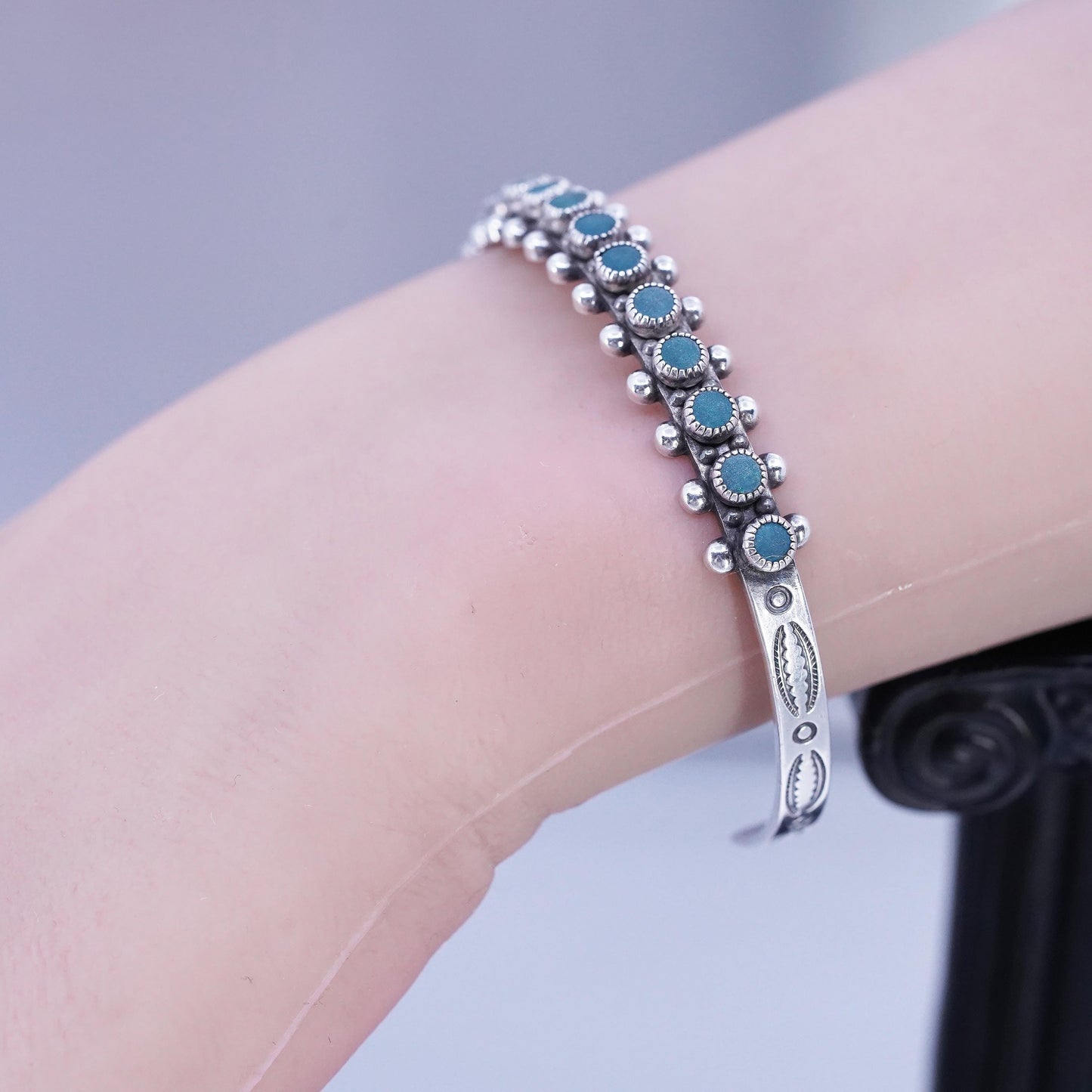 6.5”, Navajo Native American Sterling 925 silver bracelet, cuff turquoise