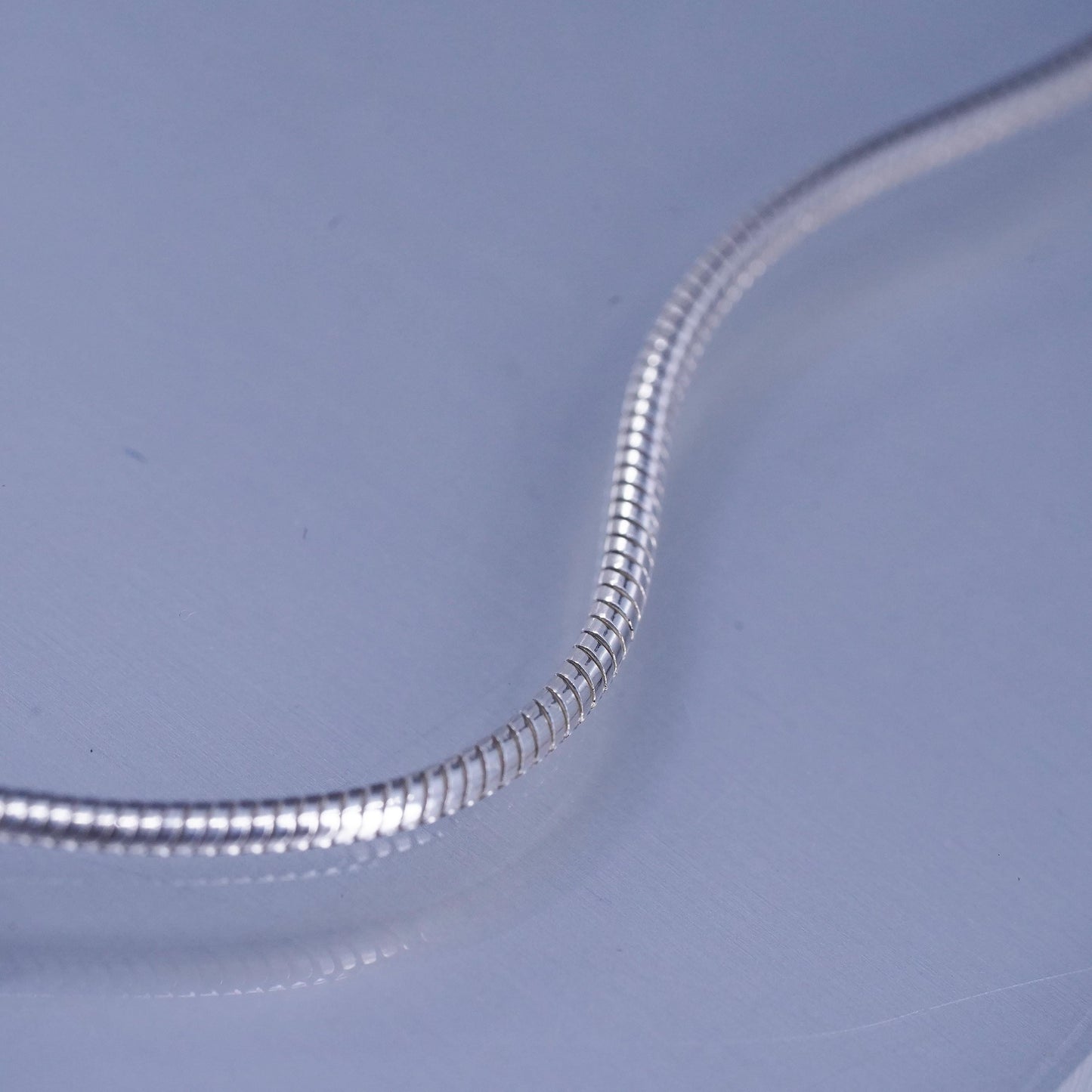 20” 1mm, vintage Italy Sterling 925 silver snake chain necklace